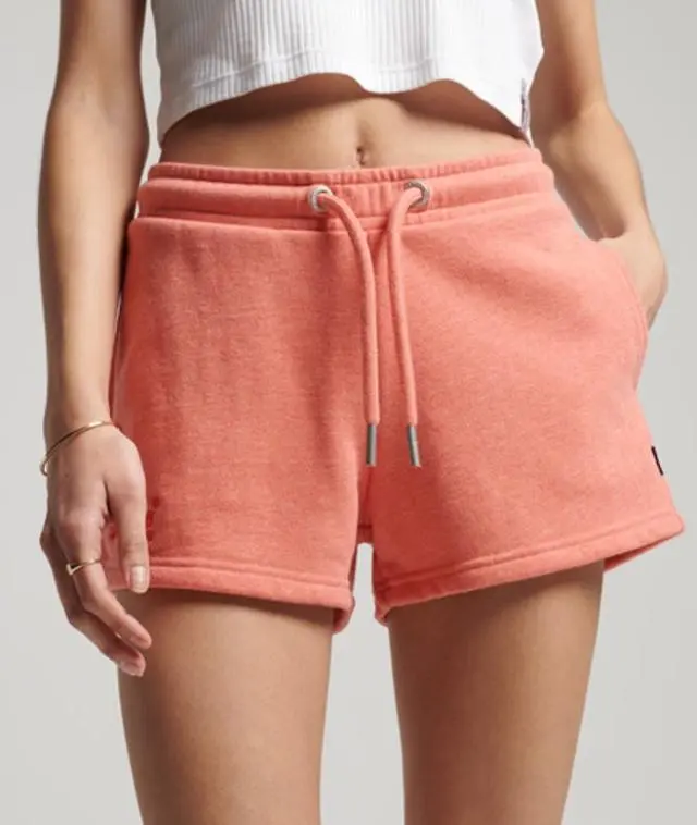 Superdry Women's Organic Cotton Vintage Logo Jersey Shorts Cream / LA Coral Marl -