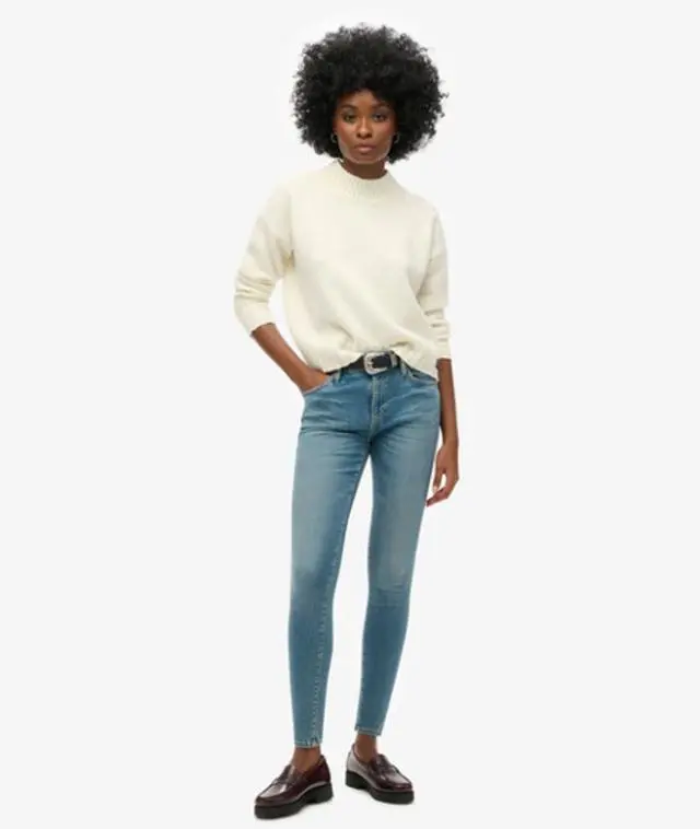 Superdry Women's Cotton Vintage Mid Rise Skinny Jeans Blue / Salem Mid Blue Organic -