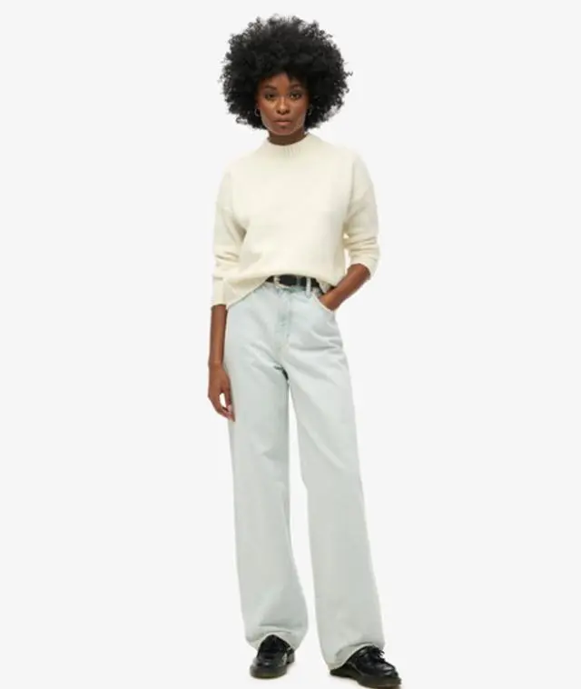Superdry Women's Organic Cotton Wide Leg Jeans Light Blue / Light Indigo Vintage -