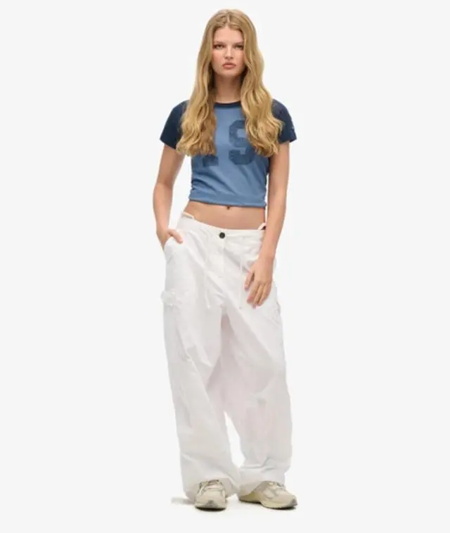 Superdry Women's Baggy Parachute Pants White / Optic -