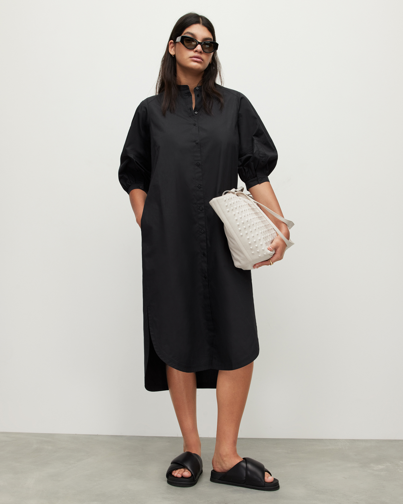 COS OVERSIZED GRANDAD-COLLAR SHIRT DRESS