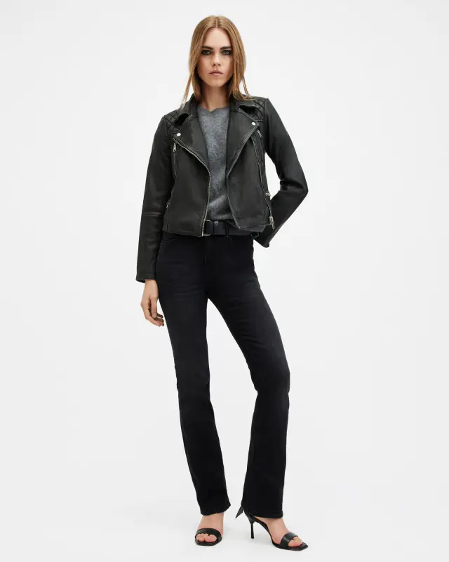 AllSaints Cargo Distressed Leather Biker Jacket