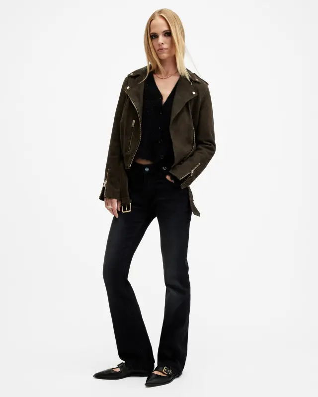 AllSaints Balfern Belted Suede Biker Jacket