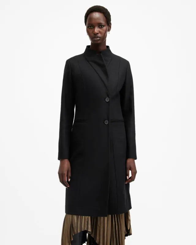 AllSaints Sidney Wool Cashmere Blend Tailored Coat