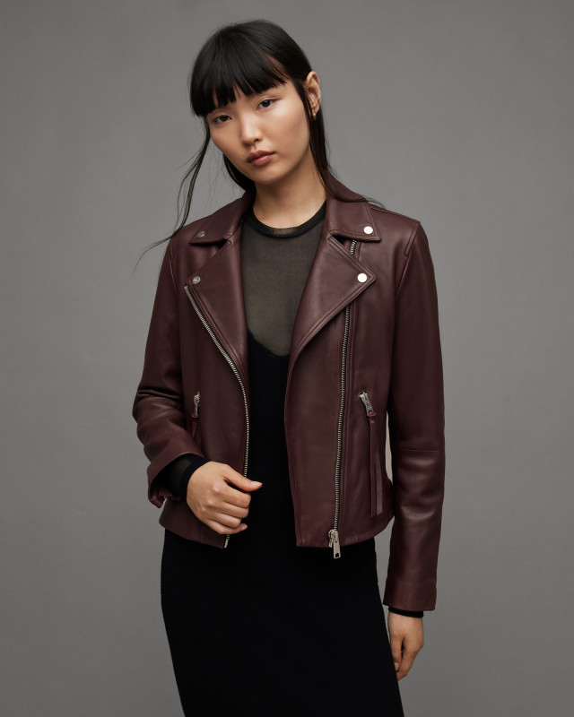 All saints burgundy leather jacket hotsell