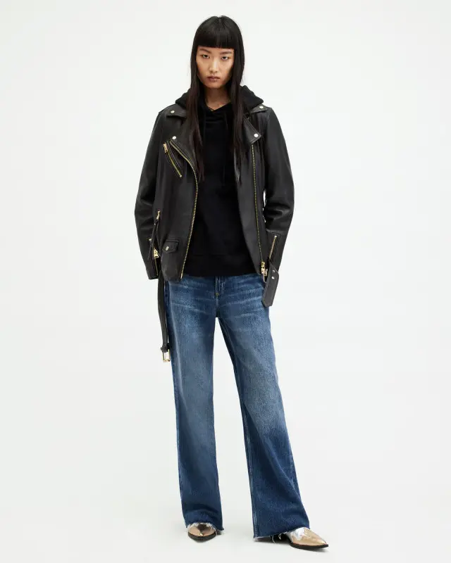 AllSaints Billie Leather Oversized Biker Jacket