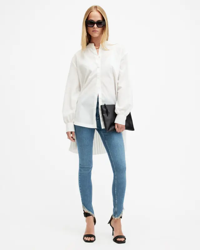 AllSaints Dax Asymmetric Hem Skinny Denim Jeans