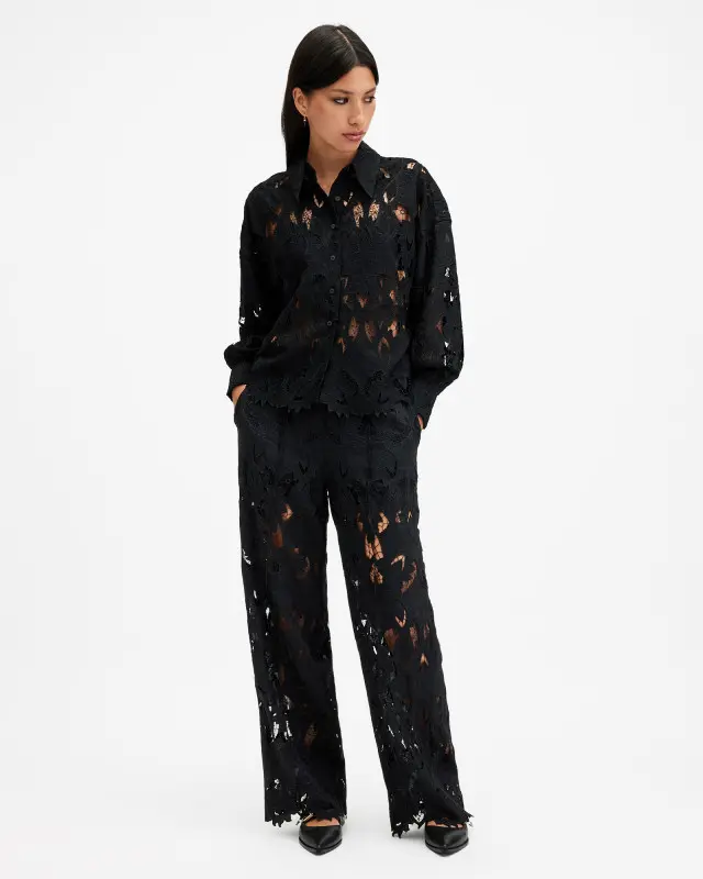 AllSaints Charli Embroidered Straight Fit Trousers