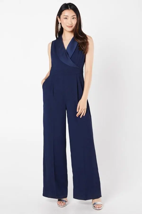 Crepe Wrap Jumpsuit - Navy