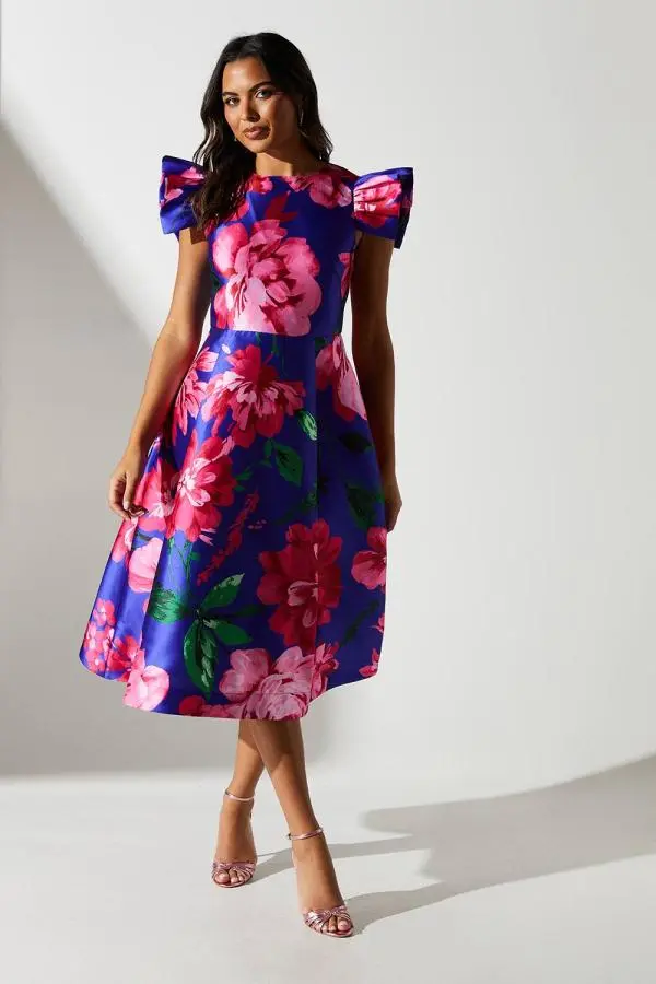 Floral Twill Fit and Flare Dress