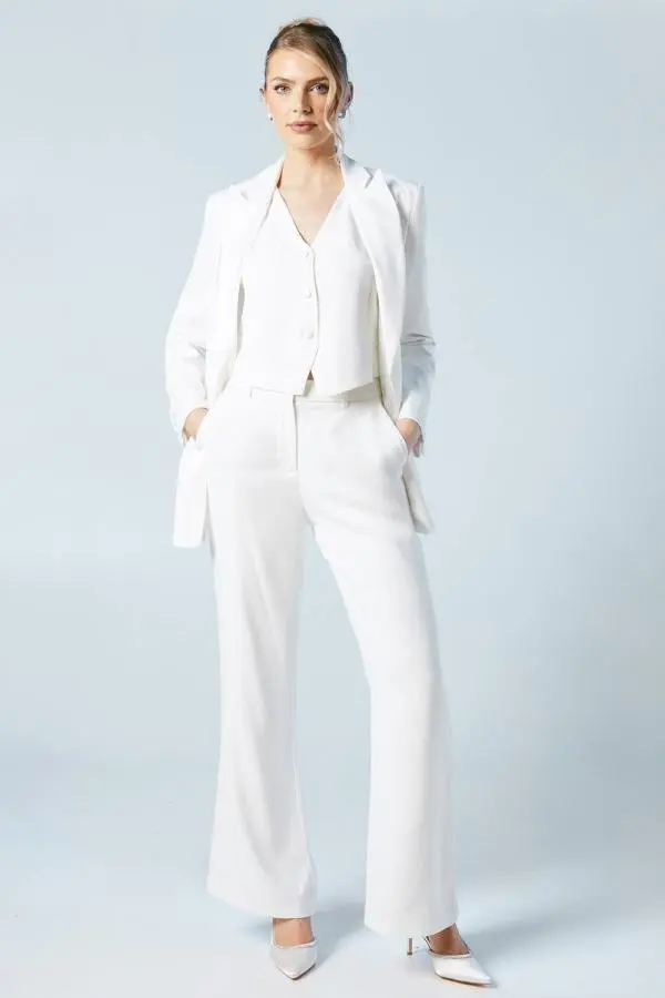 Premium Flare Bridal Trousers - Ivory