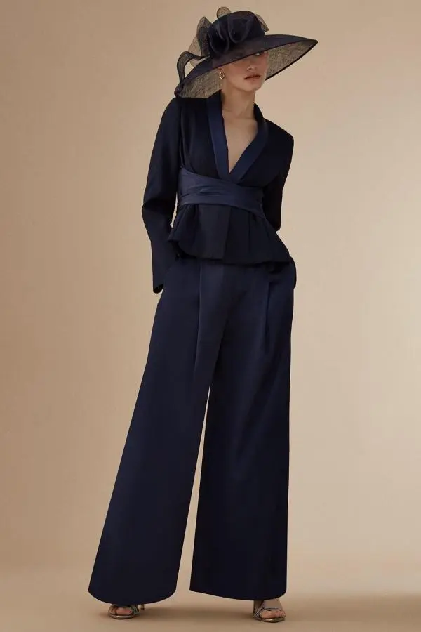 Lisa Tan Wide Leg Trouser - Navy