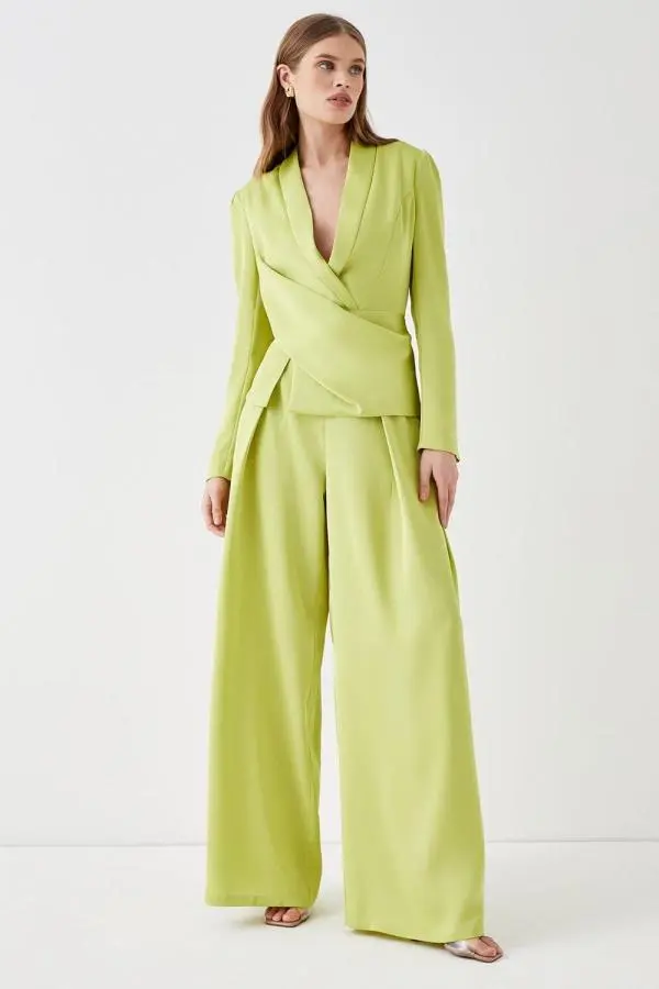 Satin Wide Leg Trouser - Green