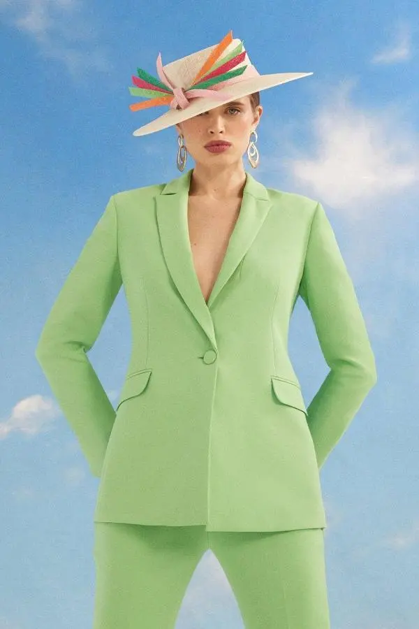 Lisa Tan Single Breasted Fitted Jacket - Green