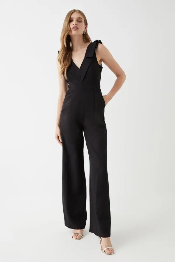 Pleat Top Jumpsuit - Black