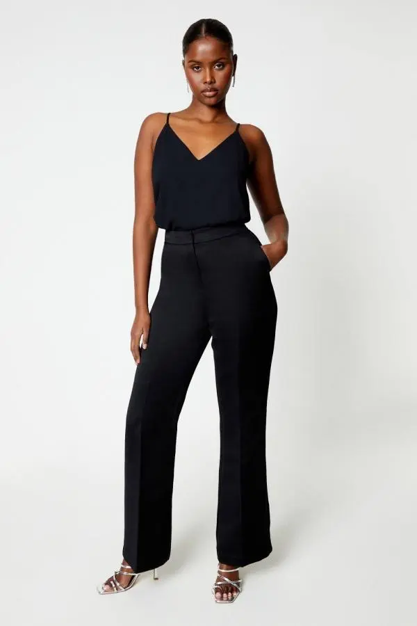 Tailored Satin Trouser - Black