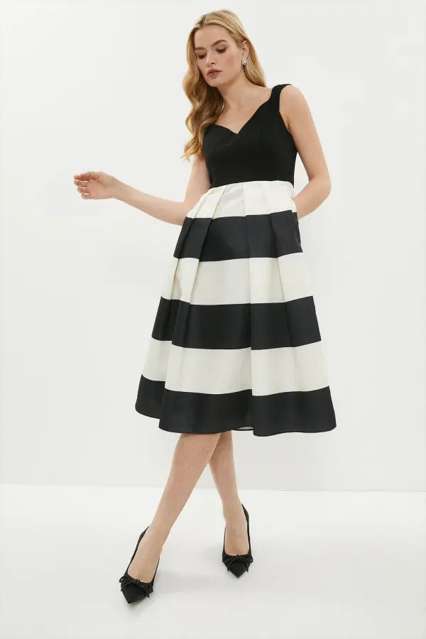 High Low Ponte And Twill Dress 