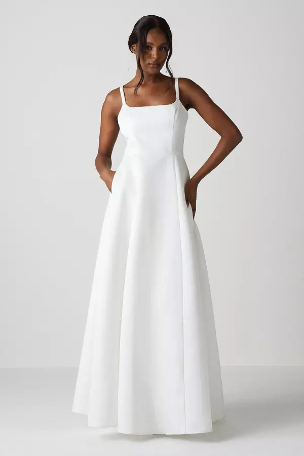 Structured Satin Corset Full Skirt Wedding Dress 