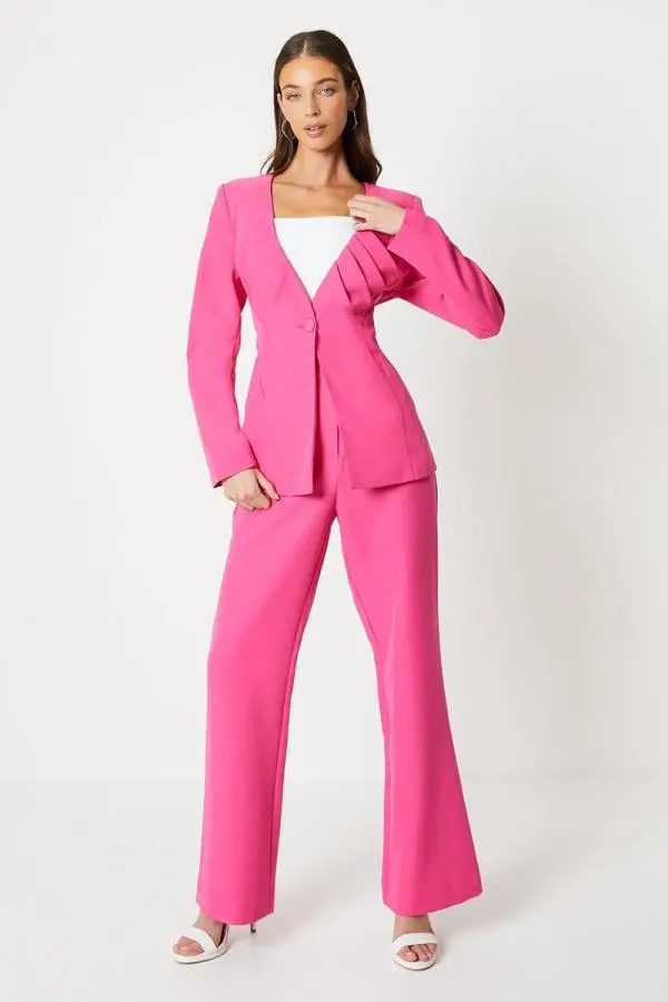 Straight Leg Tailored Trouser - Pink