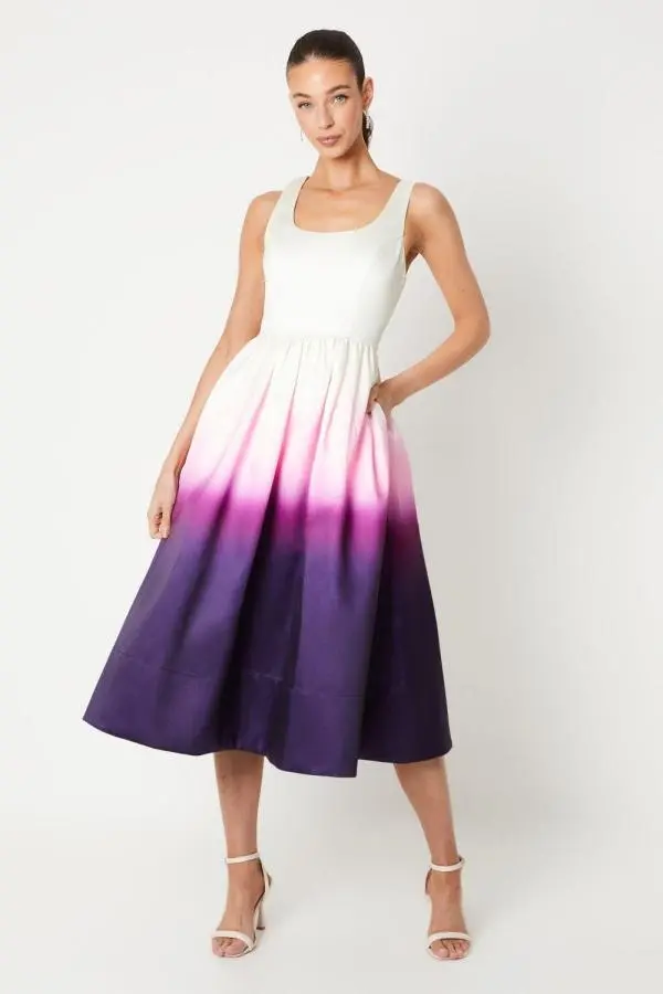 Ombre Twill Midi Dress - Pink