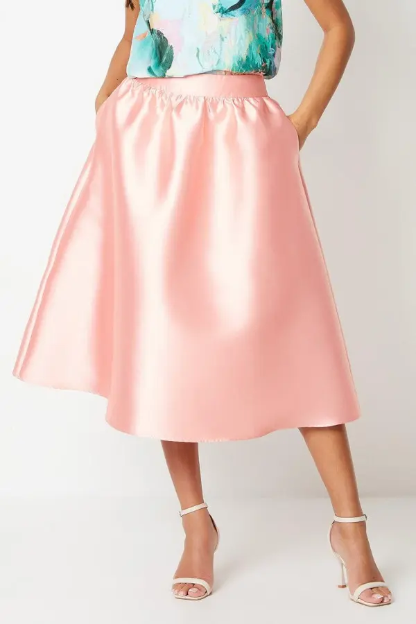 Satin Twill Full Midi Skirt 