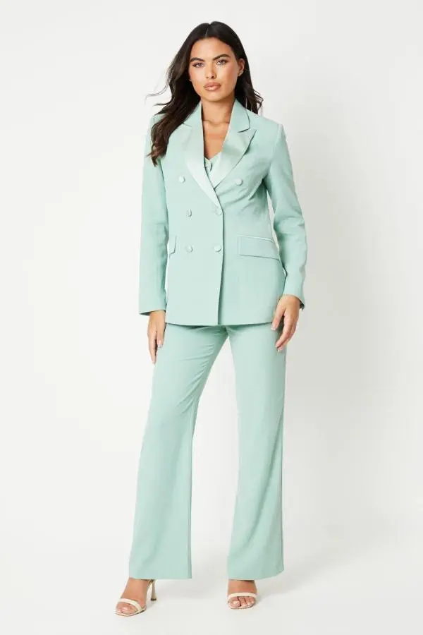 Satin Detail Trouser - Sage