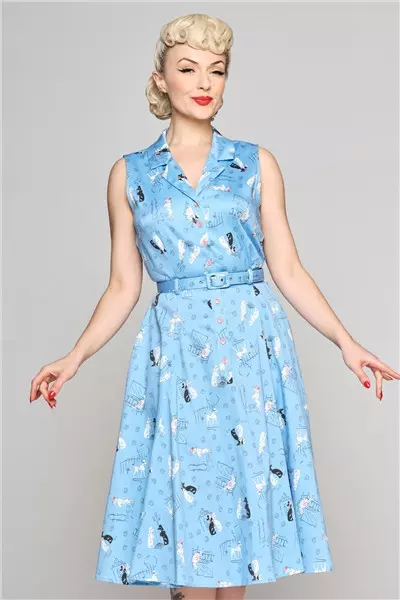 Collectif Mainline Caterina Sleeveless Poodle Swing Dress