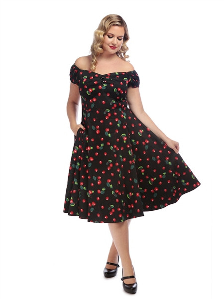 Collectif Womenswear Dolores Doll 50s Cherry Print Dress