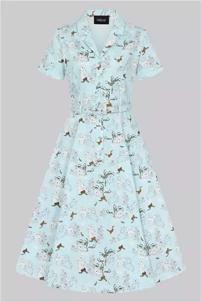 Collectif Womenswear Caterina Snowy Rabbit Swing Dress 