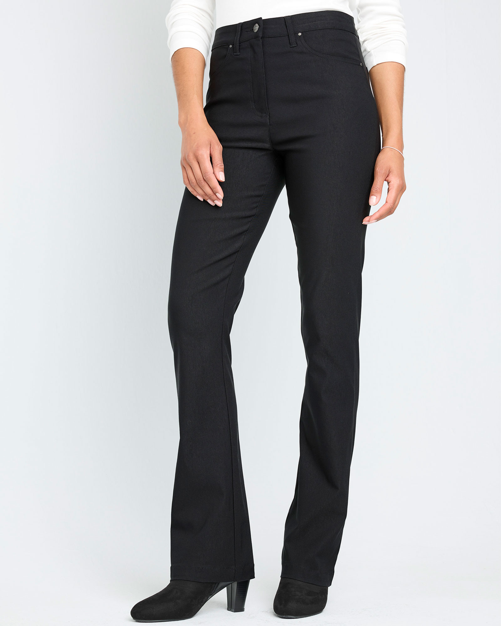 Black bootcut trousers with cheap pockets