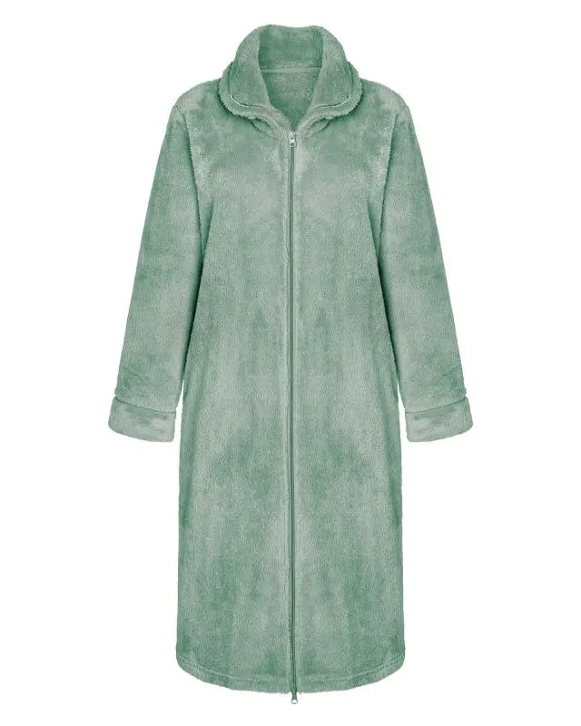 Cotton Traders Women's Fluffy Dressing Gown in Green