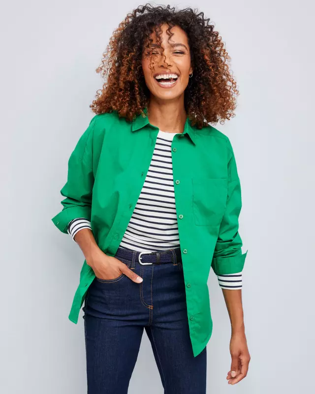 Cotton Traders Women's The Perfect Relaxed Cotton Shirt in Green