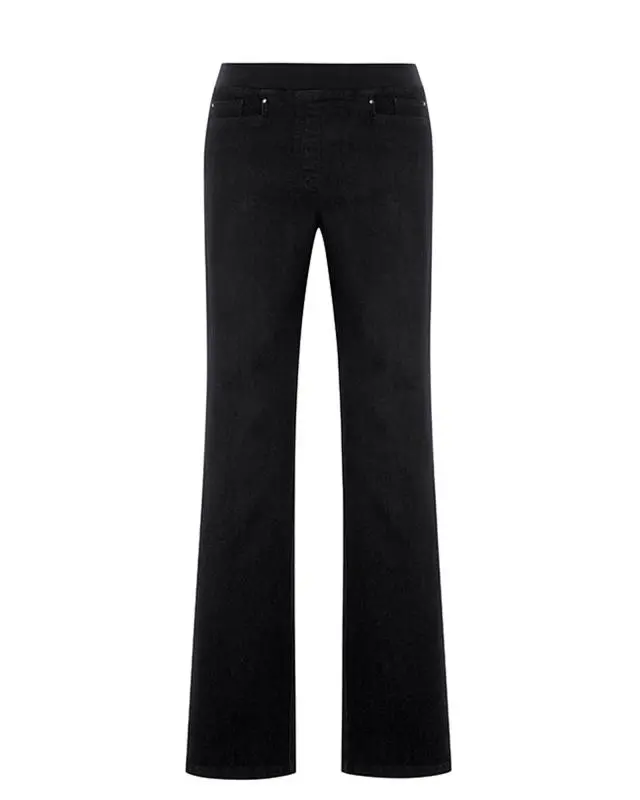 Cotton Traders Women's Premium Pull-On Straight-Leg Jeans in Black