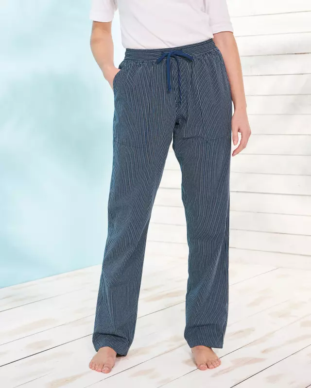 Cotton Traders Cotton Pull-On Trousers in Blue