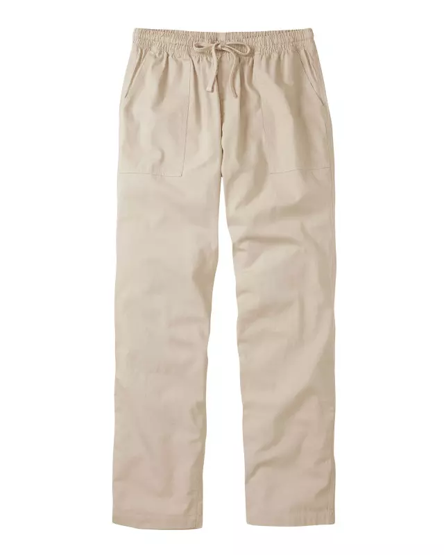 Cotton Traders Cotton Pull-On Trousers in Beige