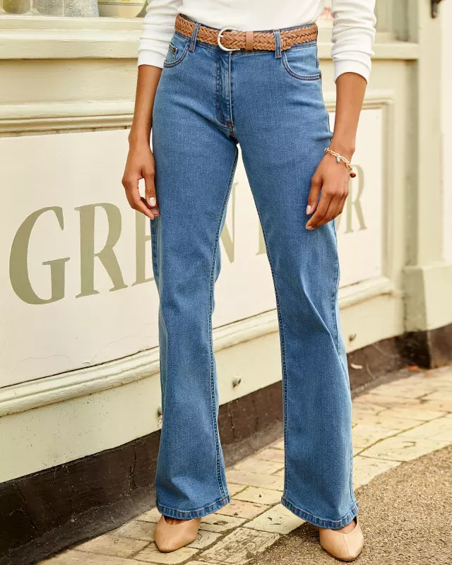 Cotton Traders Women's Penny Wide-Leg Denim Jeans in Blue