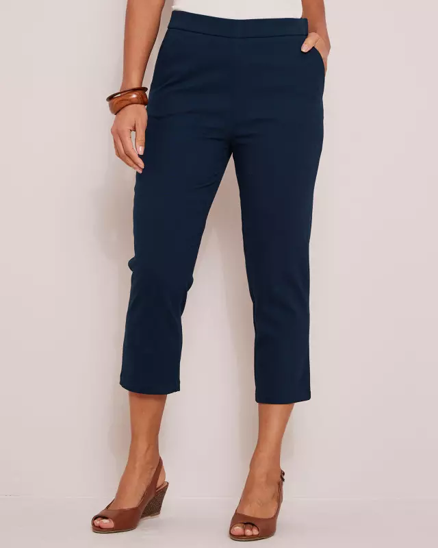 Cotton Traders Women's Perfect Stretch Crop Trousers in Blue