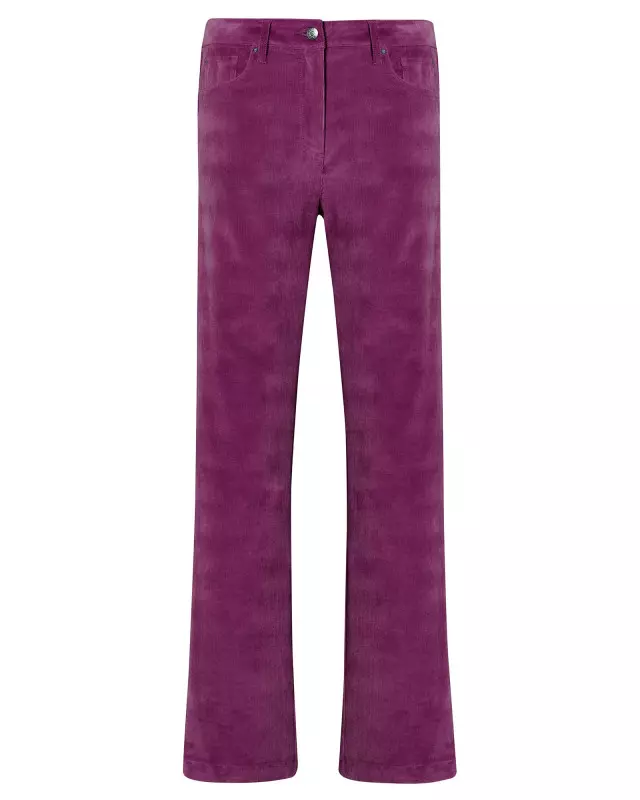 Cotton Traders Women's Ella Stretch Cord Straight-Leg Jeans in Purple