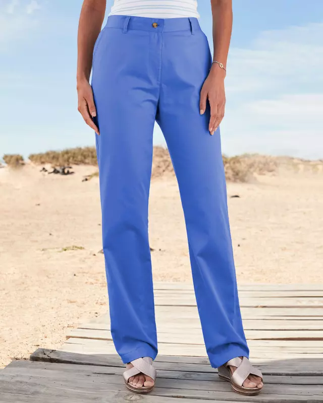 Cotton Traders Women's Everyday Straight-Leg Trousers in Blue