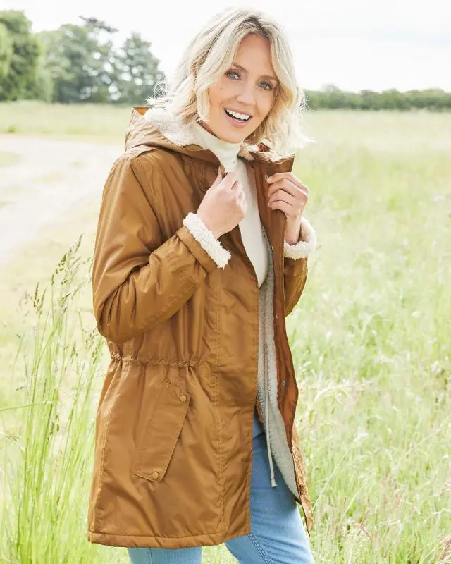 Cotton Traders Women's Waterproof Parka in Brown