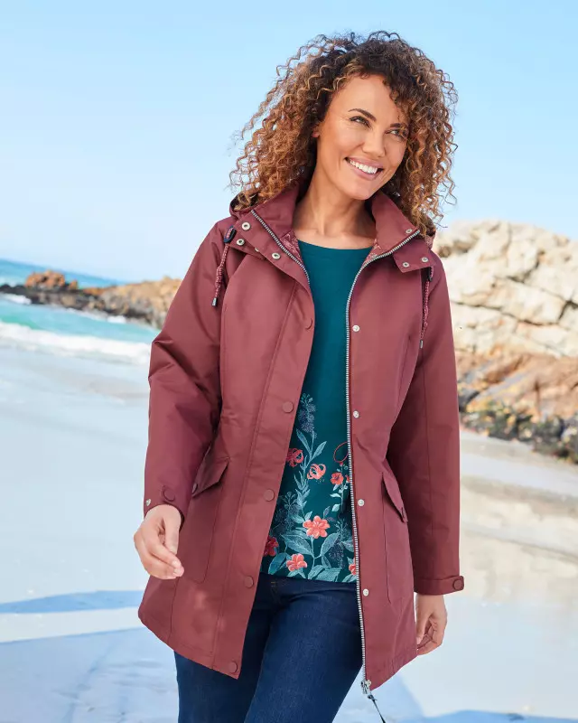 Cotton Traders Women's Waterproof Fleece Lined Jacket in Brown