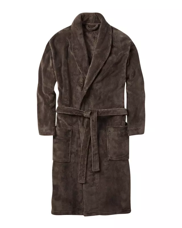 Cotton Traders Fleece Dressing Gown  in Brown
