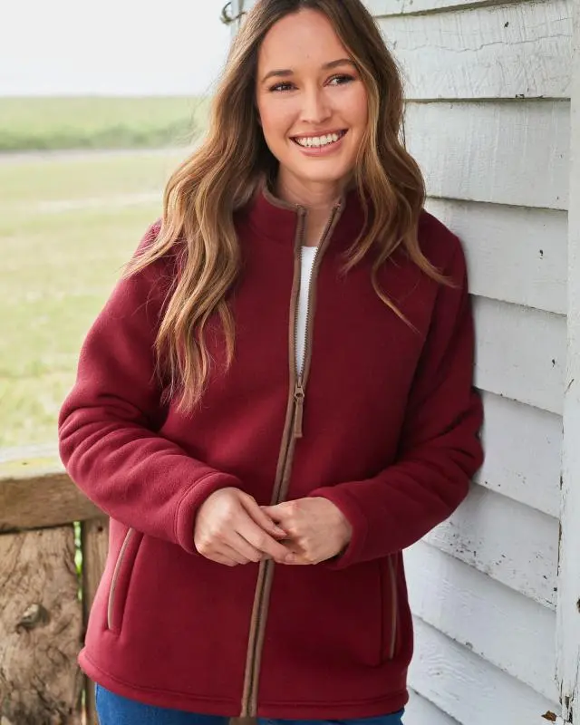 Cotton Traders Bonded Fleece Jacket in Red