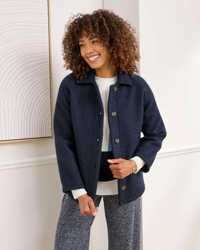 Cotton Traders Women's Fleece Jacket in Navy, 100% Polyester