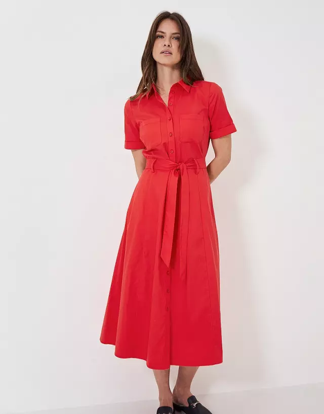 Crew Clothing Bethany Lyocell Blend Shirt Dress In Red