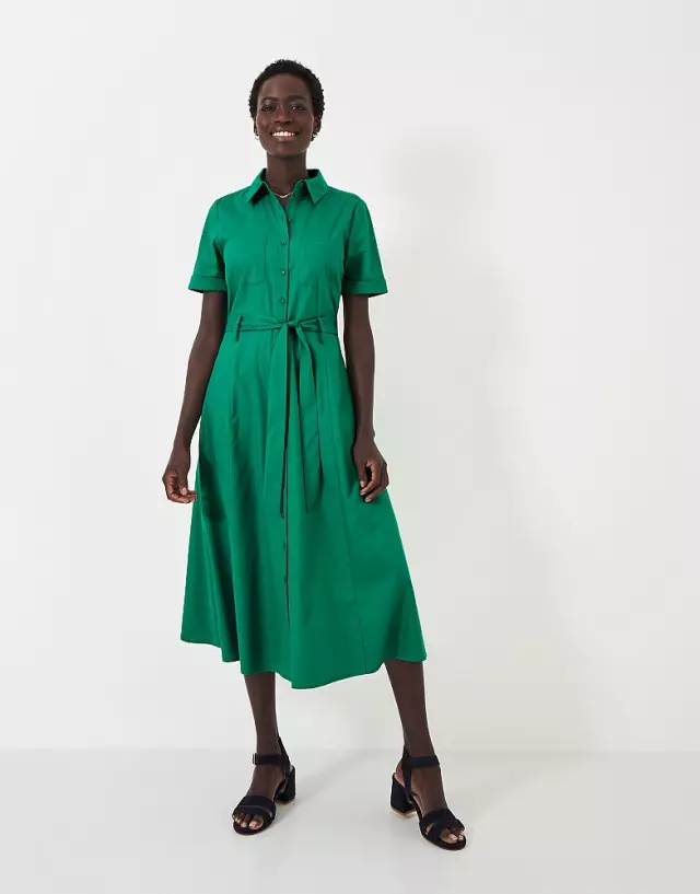 Crew Clothing Bethany Lyocell Blend Shirt Dress In Green
