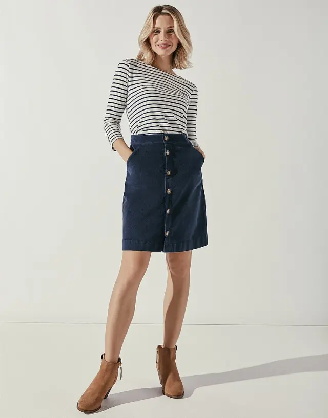 Crew Clothing Button Through Cord Skirt