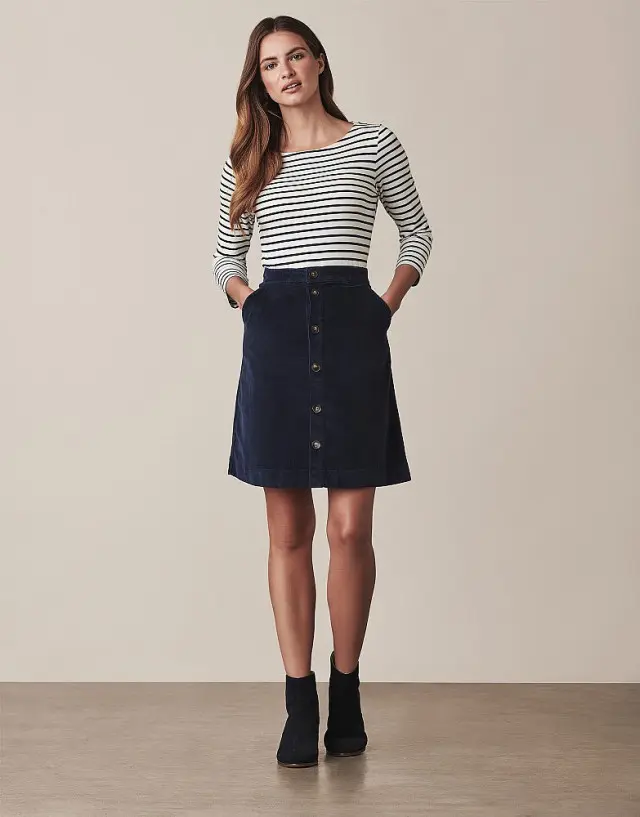 Crew Clothing Button Through Cord Skirt