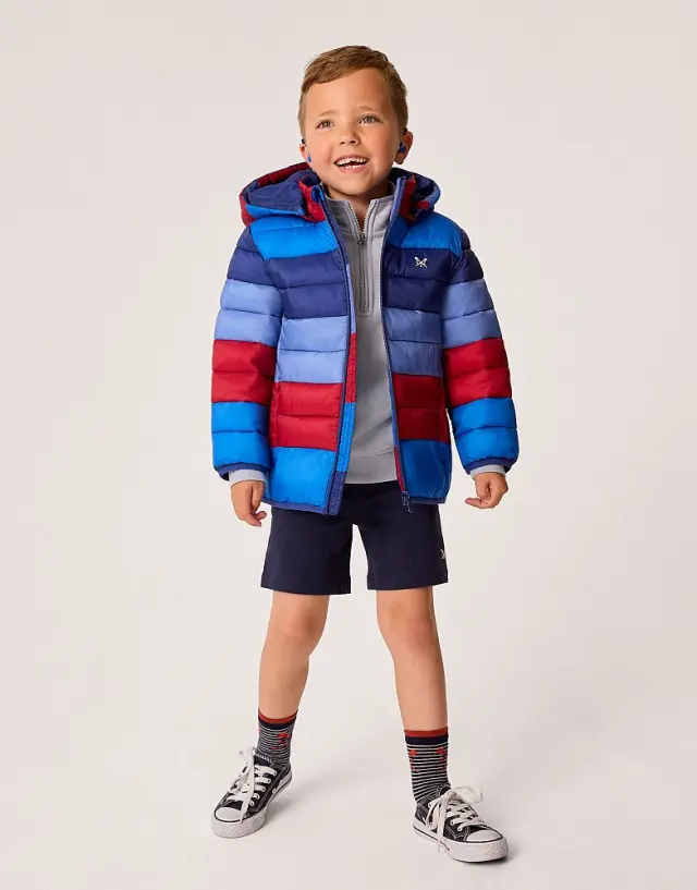 Crew Clothing Lightweight Stripe Lowther Jacket in Blue and Red