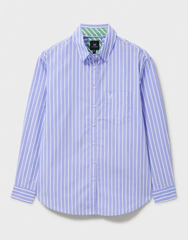 Crew Clothing Cotton Poplin Shirt in Blue and White Stripe